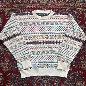 Thornton Bay Sweater Cotton Nordic Style Grandpa Cottagecore Sz M